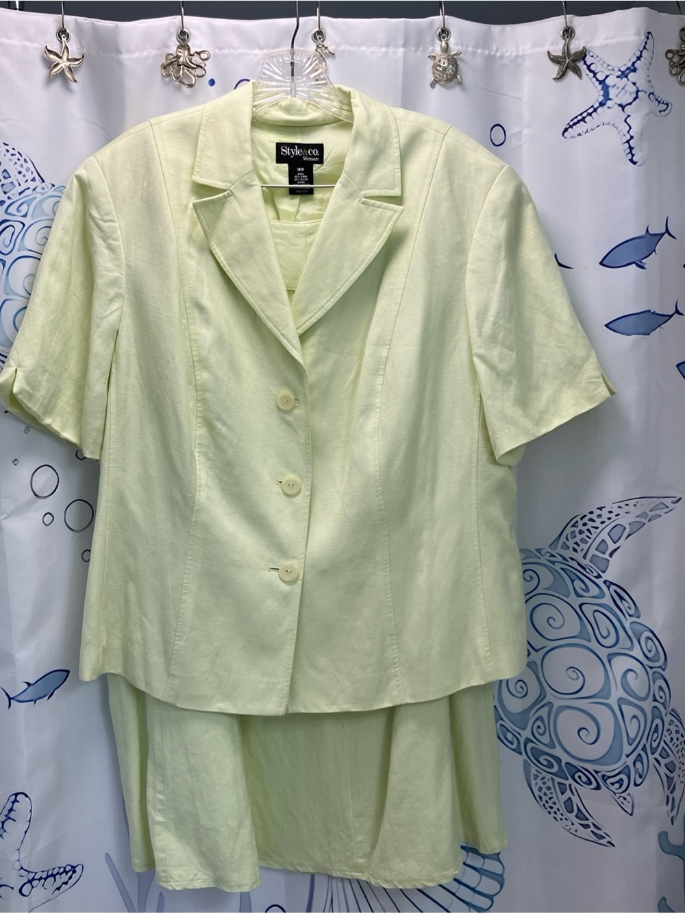 Style & Co. Pale Green Short Sleeve Blazer